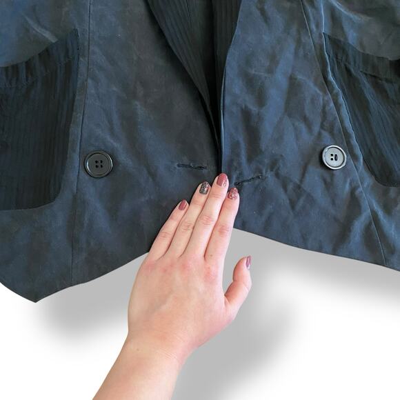 Heartloom Silk Buttoned Blazer Womens Size XS Gray Black Business Luxury - Picture 7 of 9